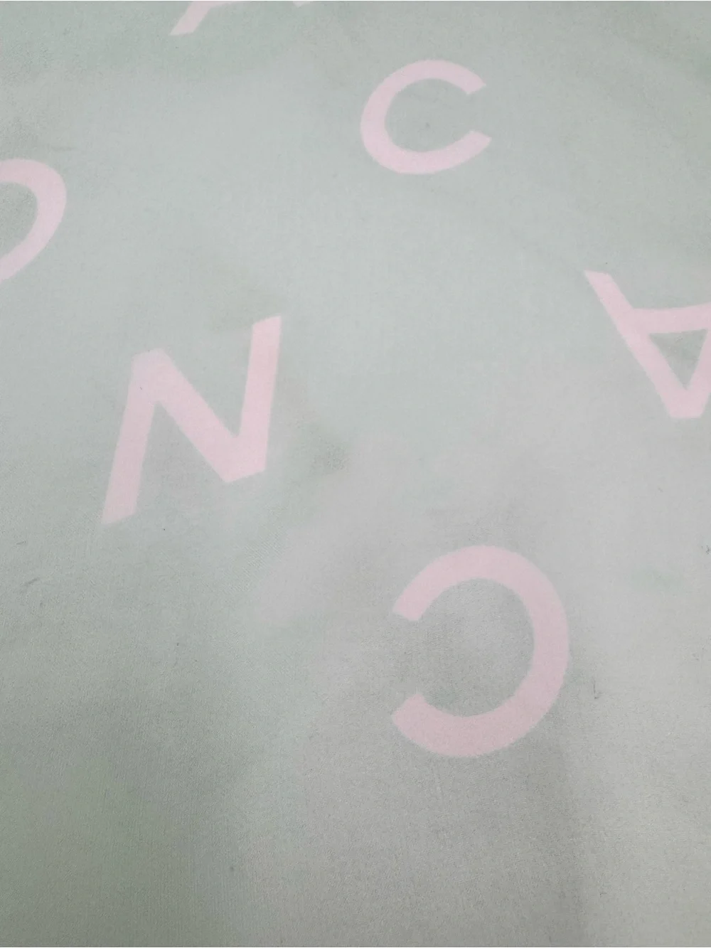 Vintage CHANEL 100% Silk Scarf Mint Green Logo CC Letter Print Made in Italy
